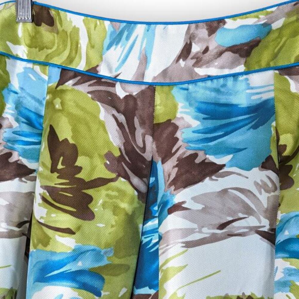 Talbots Silk Skirt Womens 12P Watercolor Floral A-Line Flare Bloomcore Artsy Lux - Picture 2 of 7